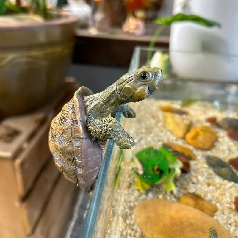 Fishing Turtle Hanging Turtle Figurine for Basin Fish Tank Aquarium Rockery Pond Courtyard Garden Decor Ornaments Decoration
